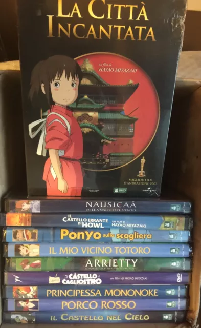 Lotto 10 Dvd Sigillati Miyazaki-La città incantata 2 DVD Mononoke Ponyo Arrietty