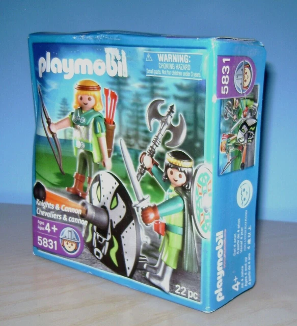 Lot PLAYMOBIL Vintage Médiéval - Chevalier Barbare Avec Cape, Hache, Chariot - 2005