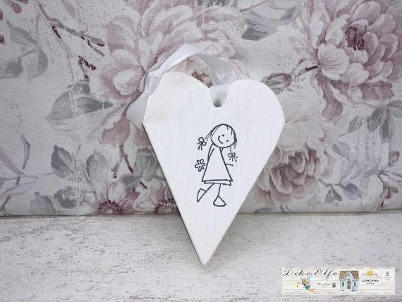 Op De Maalzolder Cœur Pour Accrocher Cadeau pour la Naissance Fille Blanc