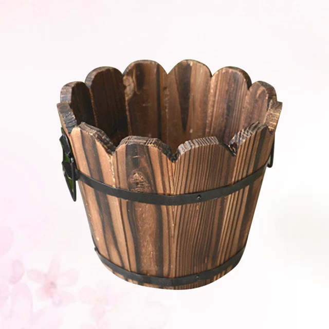 En Bois Pot De Jardin Style Rétro Planteur Whisky Décoration Vase À Maison