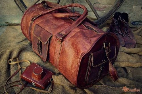 Sac De Voyage En Cuir Véritable Pour Homme - Vintage, Taille Moyenne, Marron