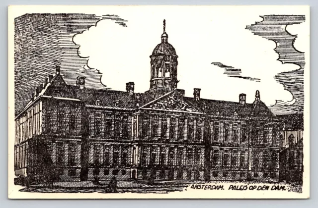 City Views, Holland, Amsterdam, City Hall Holland art engraving Paleis Postcard