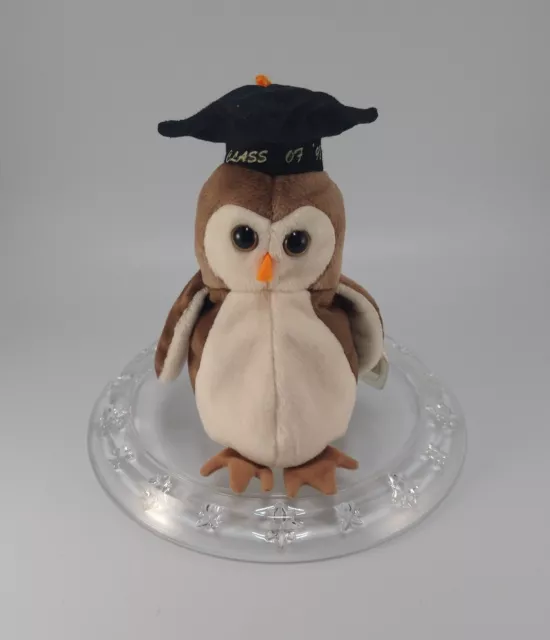 Mint Rare Retired 1997 1998 TY Wise Graduation Owl Beanie Baby Tag Errors New
