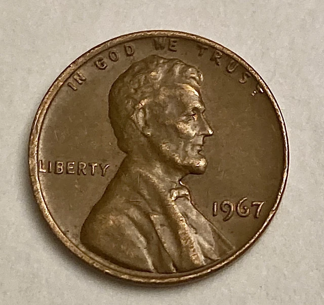 1967 Lincoln Penny No Mint Mark- RARE Error! L  & WE TRUST~95% Copper