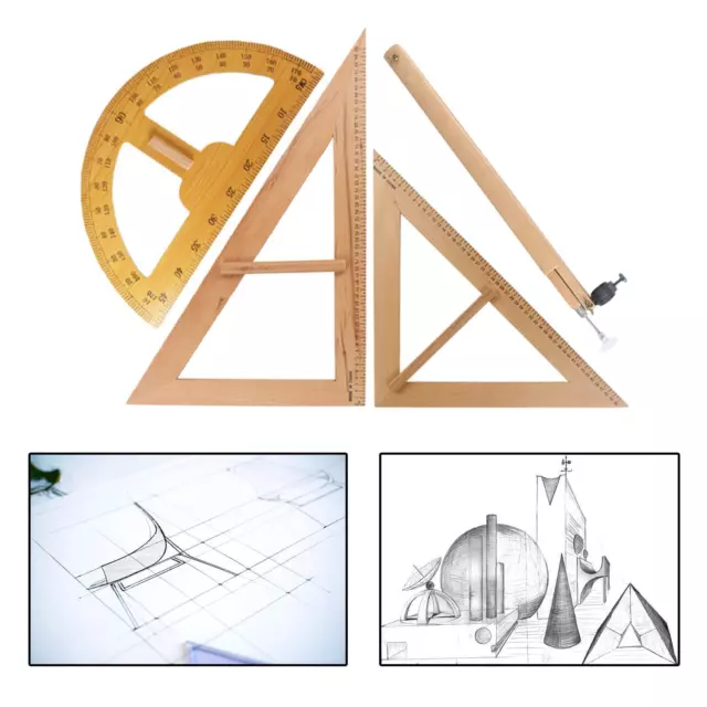 Holz Mathematik Geometrie Set Winkelmesser Kompass Lehrmaterial für