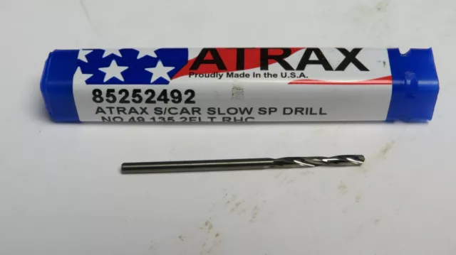 Atrax #49 135º Spiral Flute Solid Carbide Screw Machine Drill Bit Made In Usa