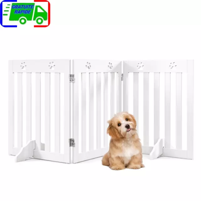 Barrière Pliable pour Animaux à 3 Panneaux Clôture de Sécurité Autoportante pour