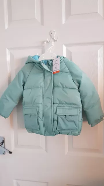 Babies Teal Padded Coat Age 12-18 Months From Marks And Spencer BNWT