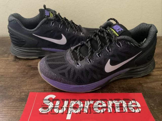 Nike LunarGlide 6 Size 4y = 5.5 Women’s Glow Black Hyper Grape'685696-001 Purple