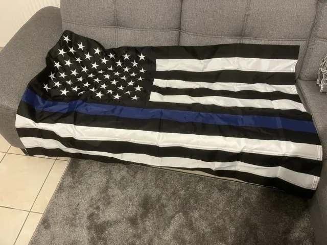 Thin Blue Line Flag Polyester Outdoor USA Polizei US Police - Top Zustand