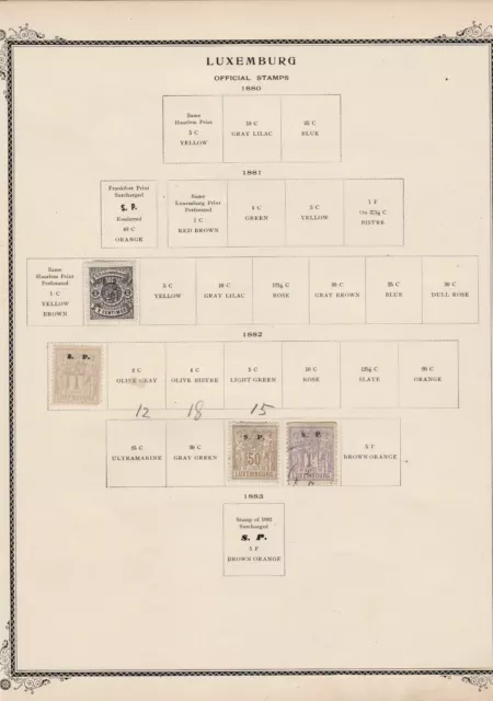 luxembourg stamps on 2 album page ref 13444