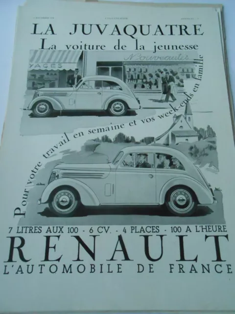 1938 advertising Renault La Juvaquatre the youth car