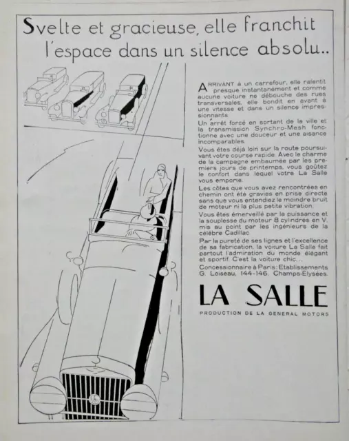 1929 Car La Salle Slte And Graceful & Silent Press Advertisement
