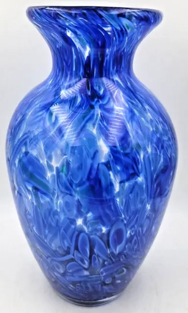 Pier 1 Art Glass Vase Cobalt Blue Light Blue Heavy