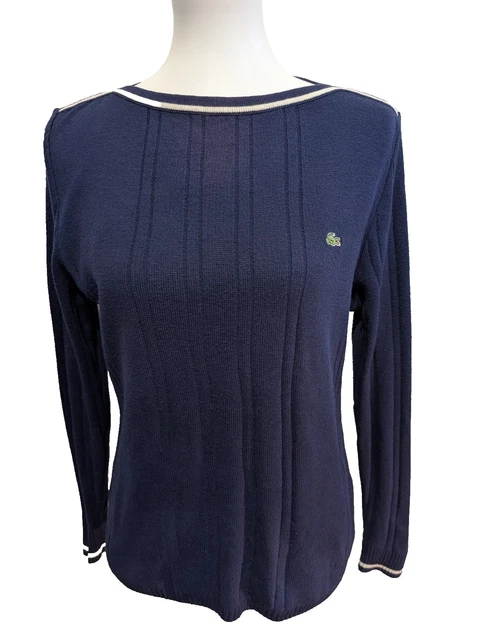 Pull Gilet En Laine Bleu Et Noir Asymétrique - Taille XL (40/42/44), Porté Une Fois, Très Bon état