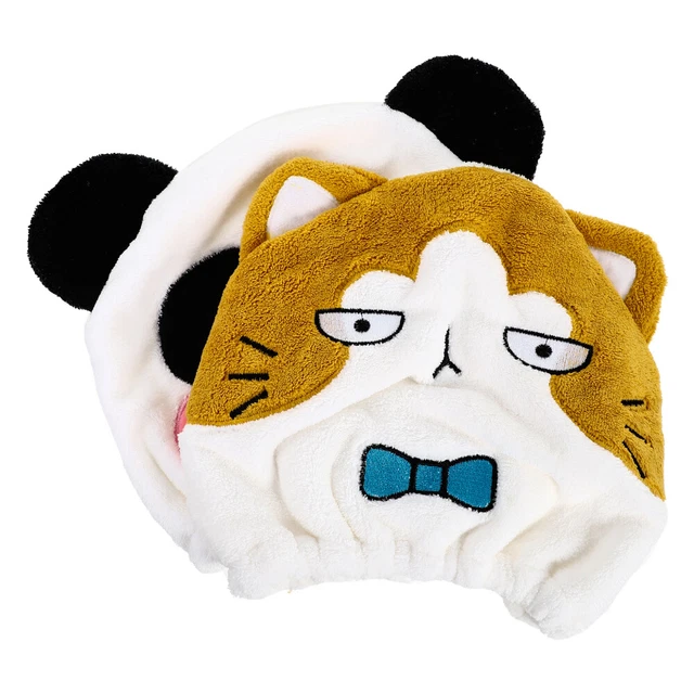 2 pz cappelli doccia cartone animato toppa ricamati capelli secchi corallo pile cartone animato