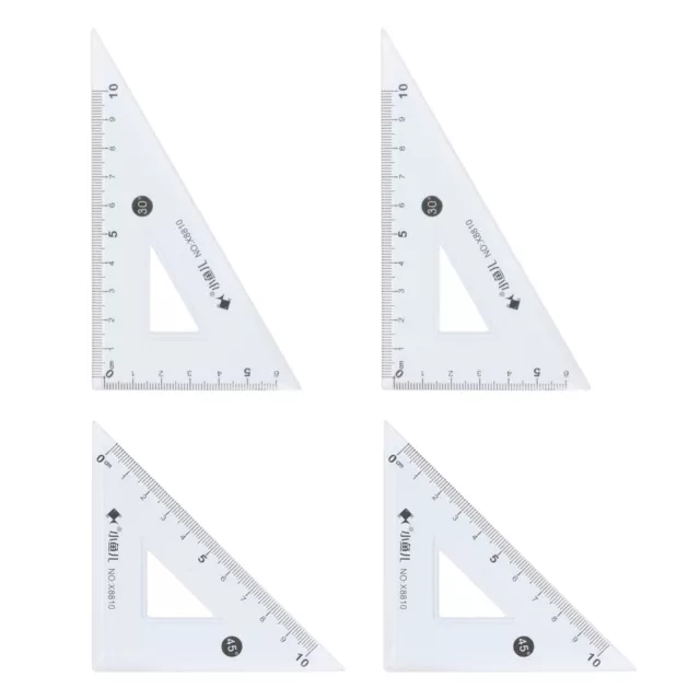 30/60/45 Degree Geometry Triangle Ruler Drawing Set Square 2 Pieces, Clear  30 cm
