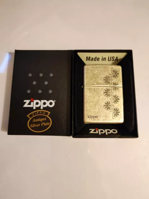 Zippo 315756 Antique Silver plate Lighter Case - No Inside Guts Insert