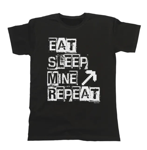 T-shirt biologica Eat Sleep MINE Repeat Uomo MINECRAFT slogan giocatore geek gioco