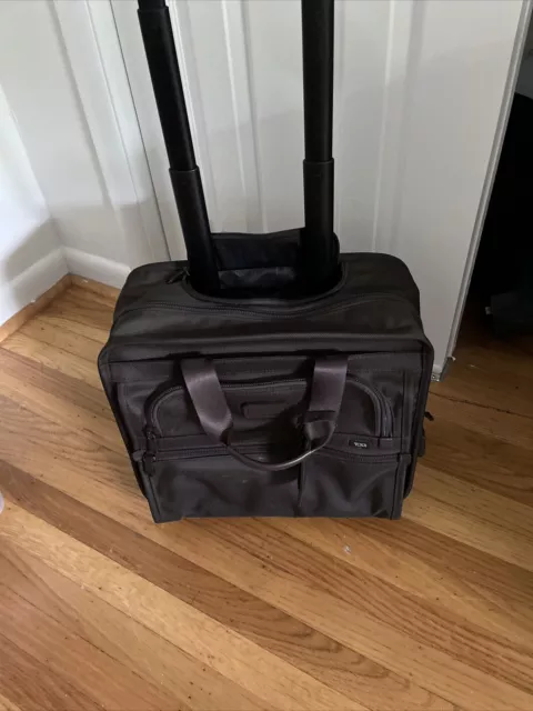 Unused TUMI Alpha Deluxe Expandable Wheeled Rolling Briefcase Black Travel Bag
