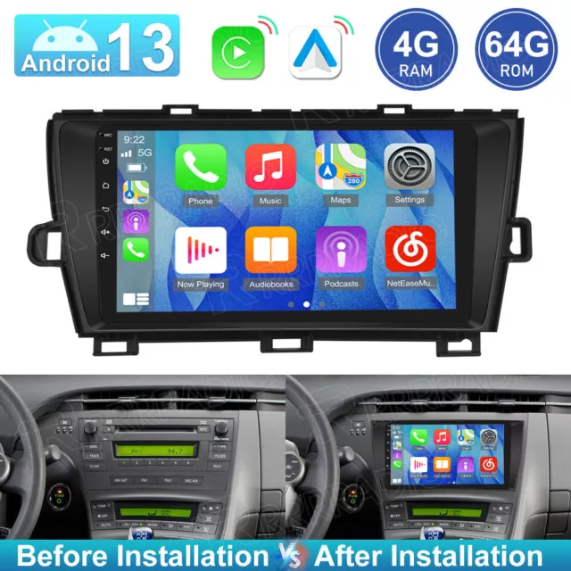 4+64GB Android 13.0 CarPlay Car Stereo Radio GPS Navi for Toyota Prius 2010-2015