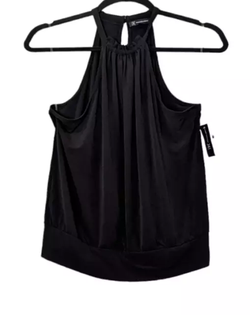 INC International Concepts Womens Size XL Black Halter Neck Blouse Top