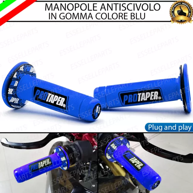 Manopole Manubrio Moto Cross Blu Gomma Per Aprilia Rx 50 2004 Entry-Mini