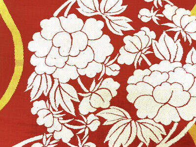 6382198: Japanese Kimono / Antique Nagoya Obi / Woven Flower Roundel