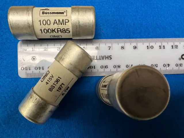 100A House Service Fuse 415v 23x57mm 100 Amp Cooper Bussmann 100KR85 Qty 3