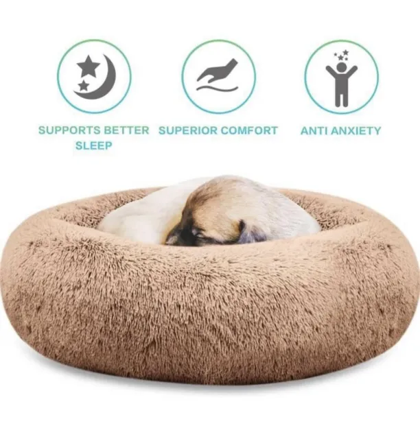 SAVFOX Plush Calming Dog Beds Donut Dog Bed for Small Dogs Medium Large & X-L...