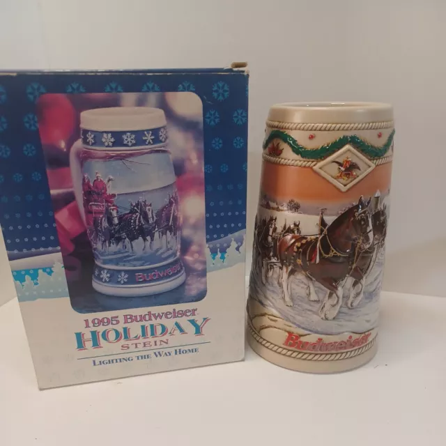 BUDWEISER Holiday Stein 1995 “Lighting The Way Home” Clydesdales Vintage Box