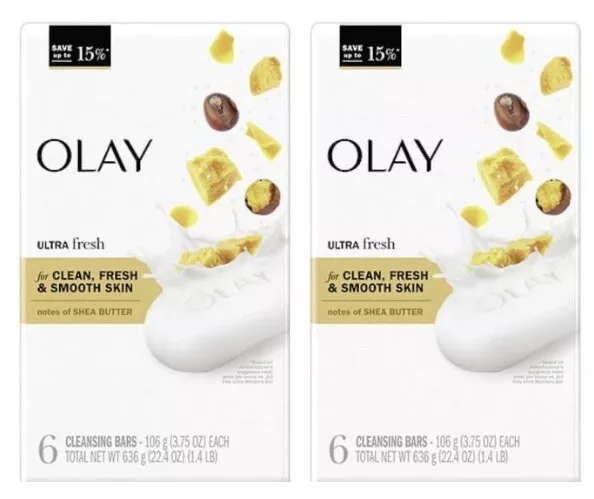 2-6 Packs OLAY Ultra Moisture Shea Butter Vitamin E Bars Soap12 Bars