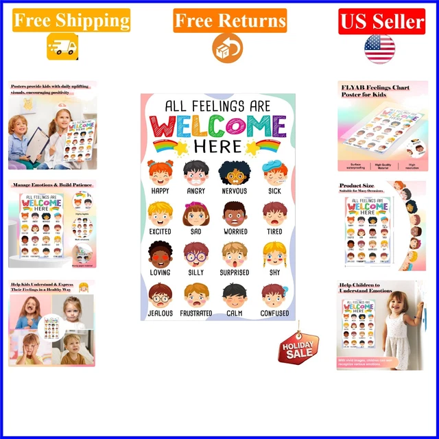KIDS EMOTIONS CHART Classroom Poster 11.2x16.5in Educational Feelings ...