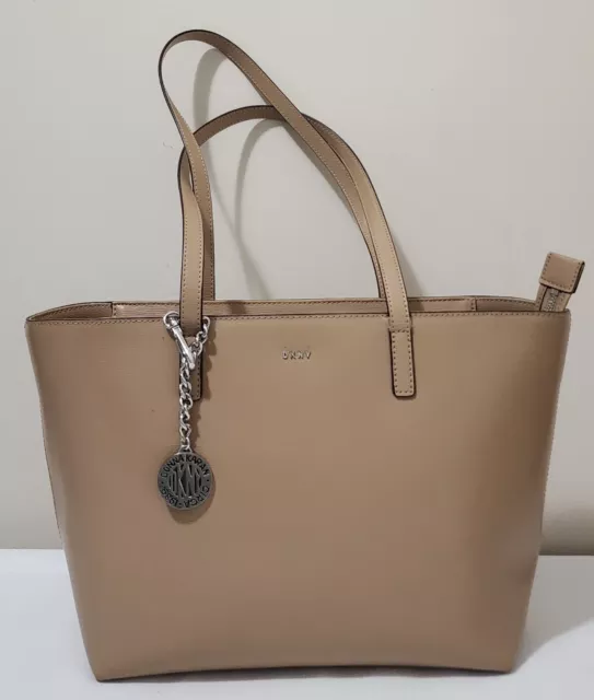 DKNY Sutton Leather Bryant Medium Tote -  Beige, likely used