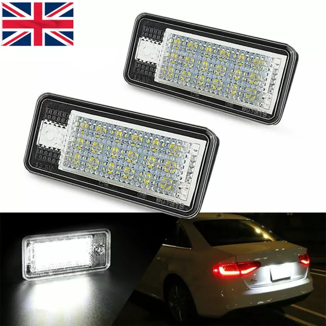 Pair Xenon LED License Number Plate Light Lamp For Audi A3 A4 A6 A8 2004-2012