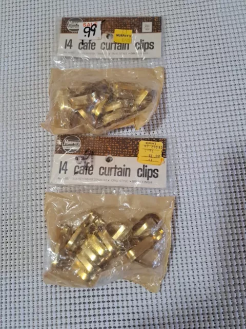 28- NOS Vintage Brass Finish 5/8" Oval Clip-On Cafe Curtain Drapery Rings