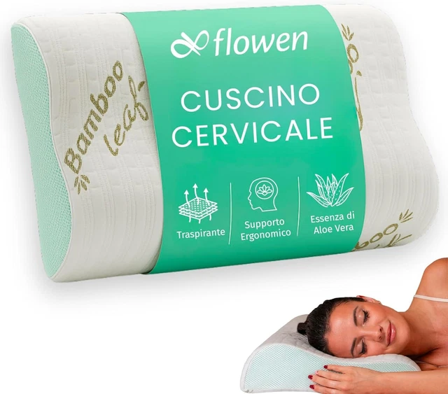 Bestlivings Cuscino cervicale, 36 x 57 x 10 cm, in memory foam, ergonomico, con rivestimento rimovibile, ÖKO TEX