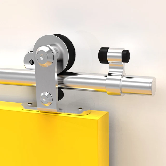 CCJH 4FT-16FT Stainless Steel Sliding Barn Door Hardware Kit Track for Wood Door