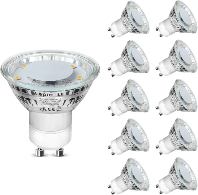 Lepro GU10 LED Glühbirnen, warmweiß 2700K, 4W 325lm, 50W Halogenstrahler Energie