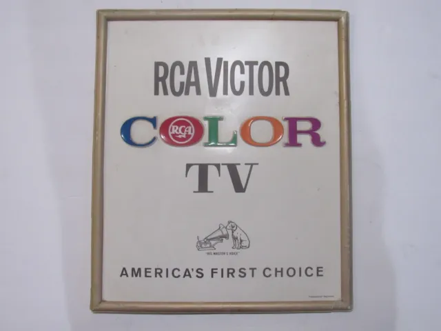 Original RCA Victor Color TV Plastic Store Sign w/Nipper - Rare Vintage Display