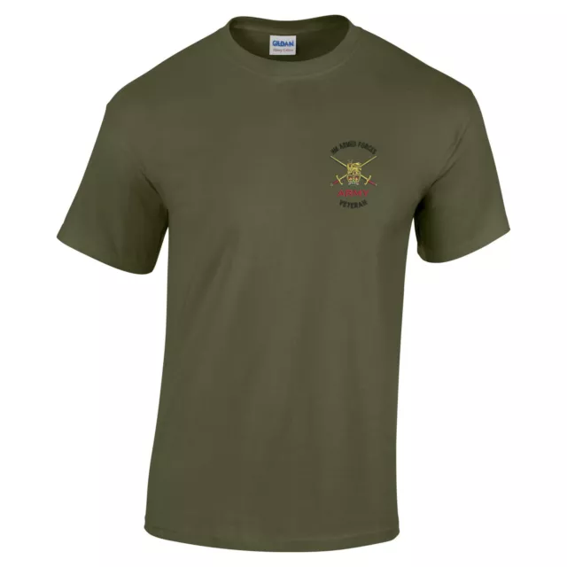 OFFICIAL British Army Armed Forces Veteran Embroidered 100% Cotton T-Shirt
