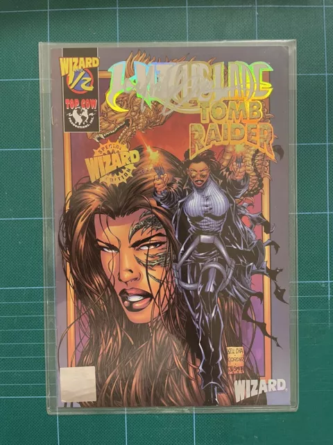 Witchblade Tomb Raider 1/2 #1 Wizard Variant cover. Signed Michael Turner + COA