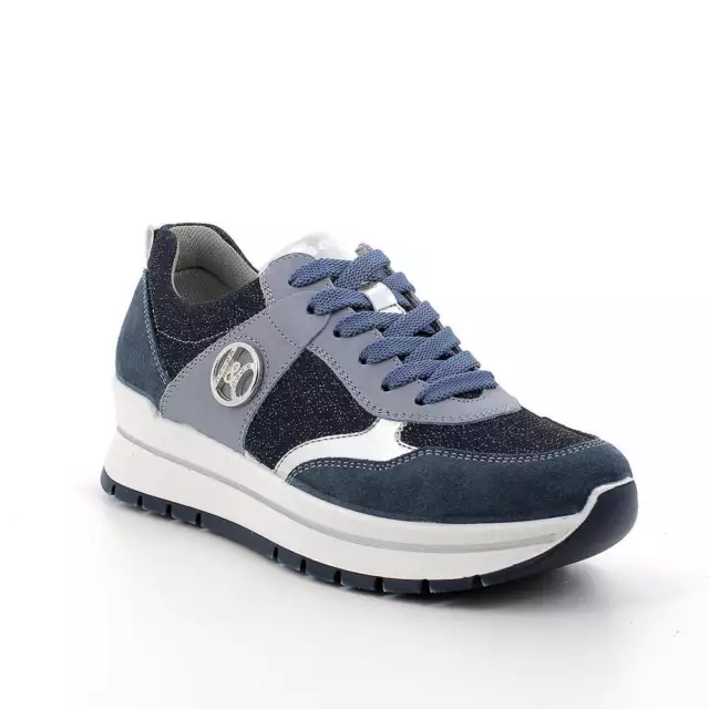 Igi&co Femme Chaussures 5662300 Sneakers Compensées en Cuir Bleu