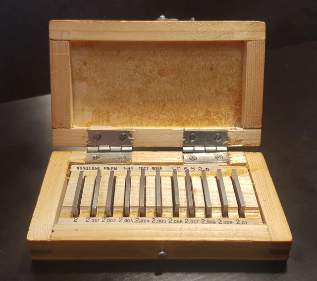 Precision Metric Gauge Measure Block 1-H4 2-2.01 USSR GOST 9038 Wooden Box