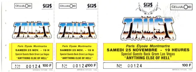 Trust hard rock ancien billet concert collection Paris 1989 ticket collector