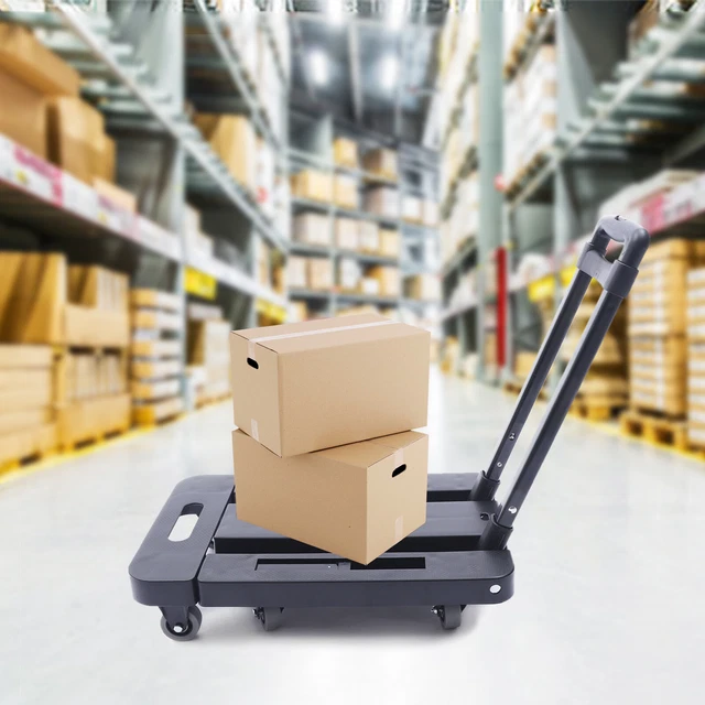 Portable Luggage Cart Folding Dolly Push Truck Hand Collapsible Carrying Trolley