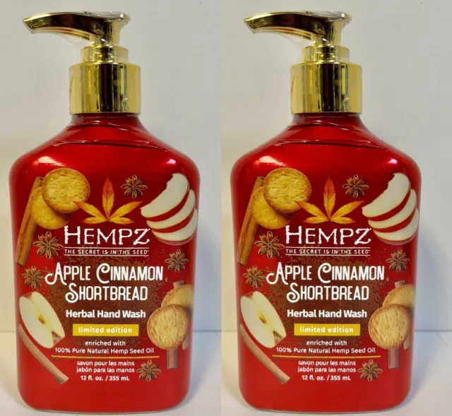 2-Pack Hempz Apple Cinnamon Shortbread Herbal Hand Wash Limited Edition  12 oz