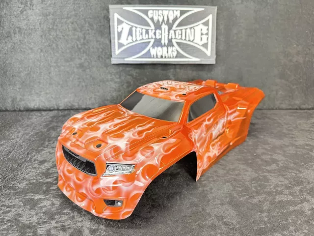 Custom Painted Rc Monster Truck Body Traxxas Sledge 9511, Airbrushed Fire-Flames