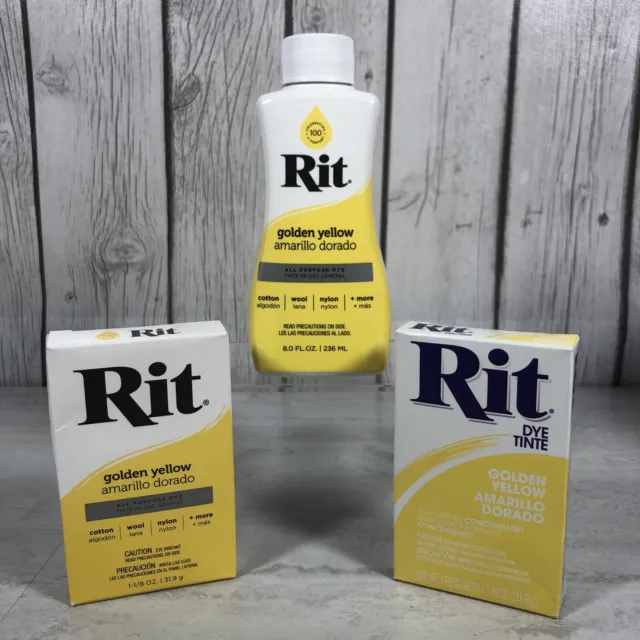 Rit Golden Yellow Bundle Powdered Fabric Dye 2- 1/8oz Box And 1- 8oz Liquid Dye