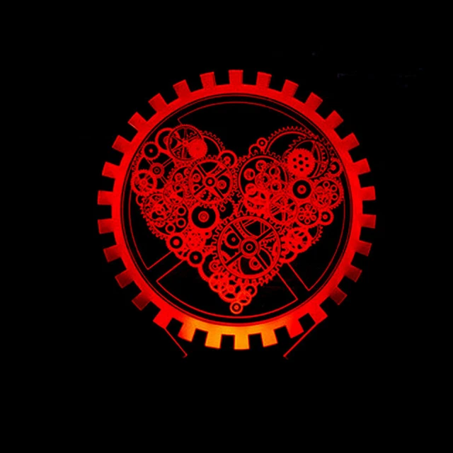 GEARWHEEL SHAPE HEART Design Lamp 3D LED Night Light Touch 7 Color Desk